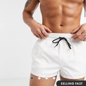 ASOS Swim Shorts in White Super Short Length - M